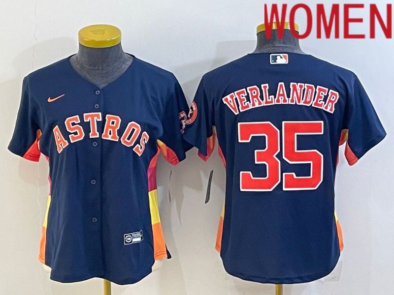 Women Houston Astros #35 Verlander Blue Game Nike 2022 MLB Jersey